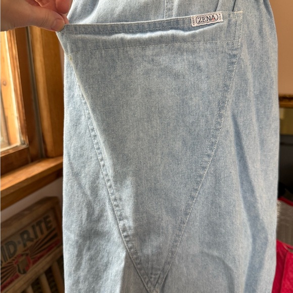 Vintage 80s Zena denim skirt button down western boho cottage - Picture 6 of 11